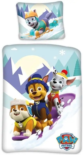 Billede af Paw Patrol Junior sengetøj 100x140 cm - Paw Patrol sengesæt junior - Snow - 2 i 1 - 100% bomuld